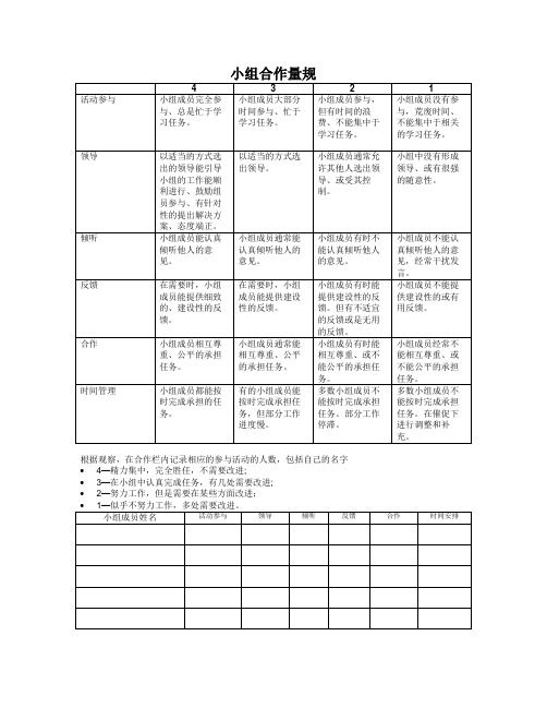 小组合作量规