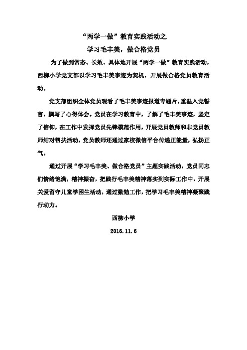 “两学一做”教育实践活动之学习毛丰美事迹,做合格党员