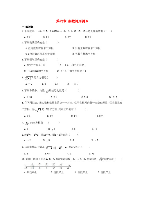 七年级数学下册第六章实数周周测6全章新版新人教版