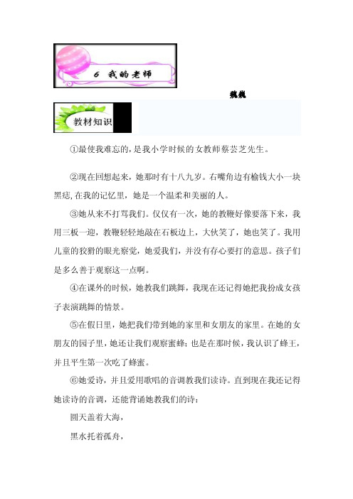 [讲解]《我的老师》批注