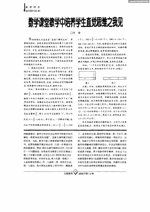 数学课堂教学中培养学生直觉思维之我见