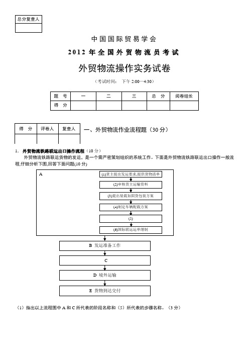 2012年物流员 实务 终稿-(命题定稿)