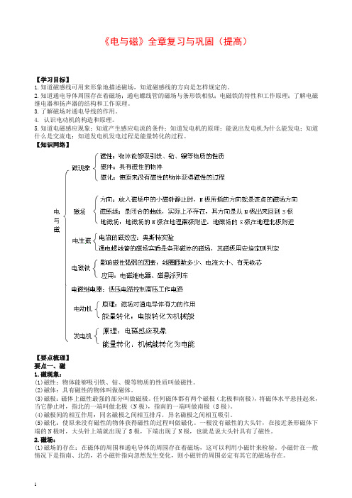 【衡水初中】人教版九年级物理知识导学 《电与磁》全章复习与巩固(提高) 知识讲解【推荐】.doc