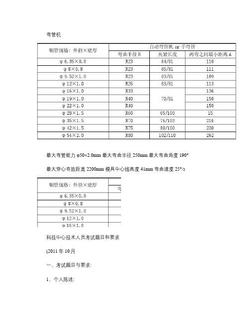 弯管机弯管参数(精)