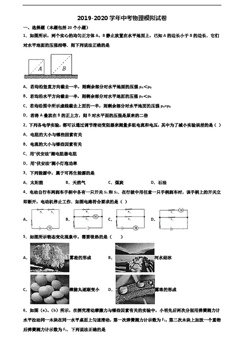 河北省沧州市2020中考物理监测试题