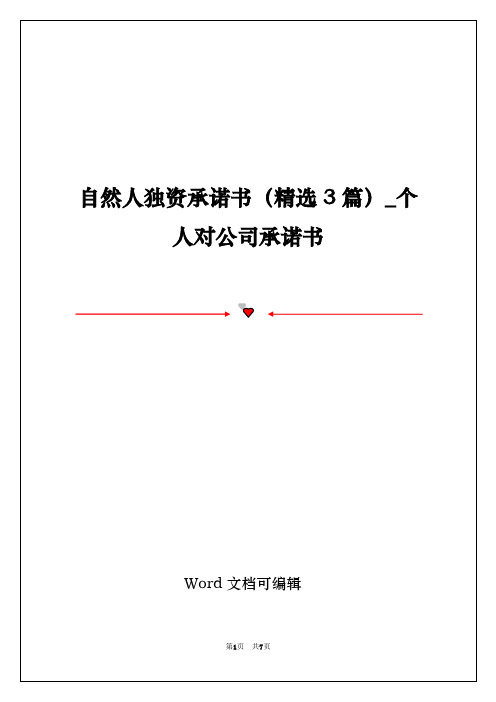 自然人独资承诺书(精选3篇)_个人对公司承诺书