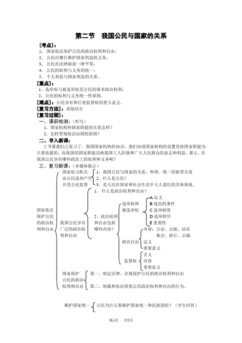 高三政治教案：我国公民与国家的关系2