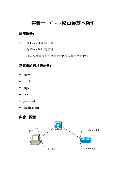 实验一：Cisco路由器基本操作