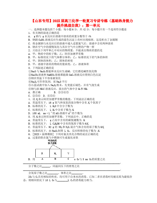 （山东专用）高三化学一轮复习专讲专练 （基础热身+能力提升+挑战自我）第一单元（含详解）