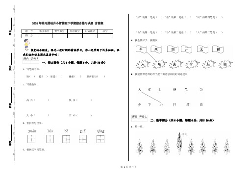 2021年幼儿园幼升小衔接班下学期综合练习试题 含答案