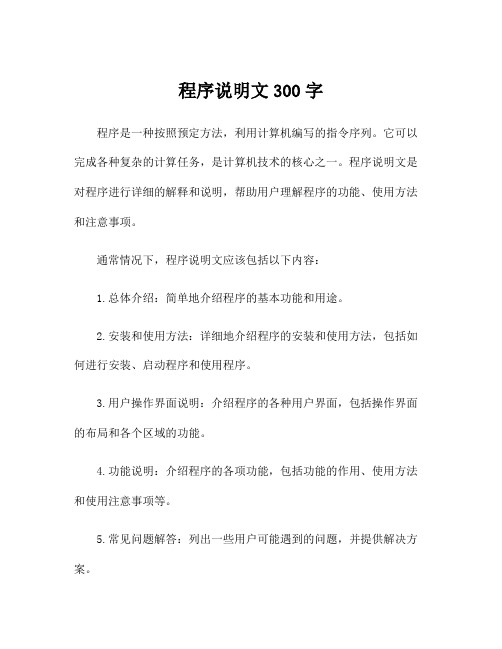 程序说明文300字