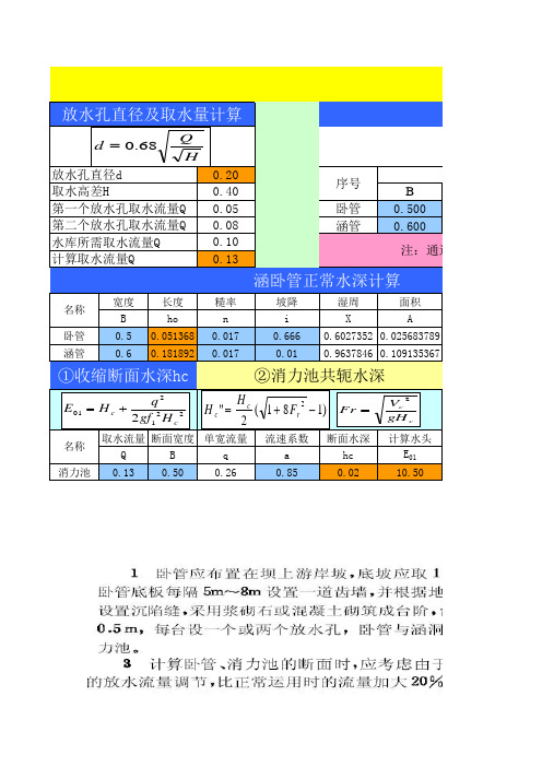 涵卧管水力计算