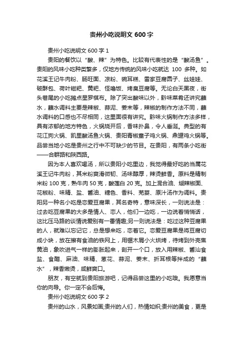 贵州小吃说明文600字