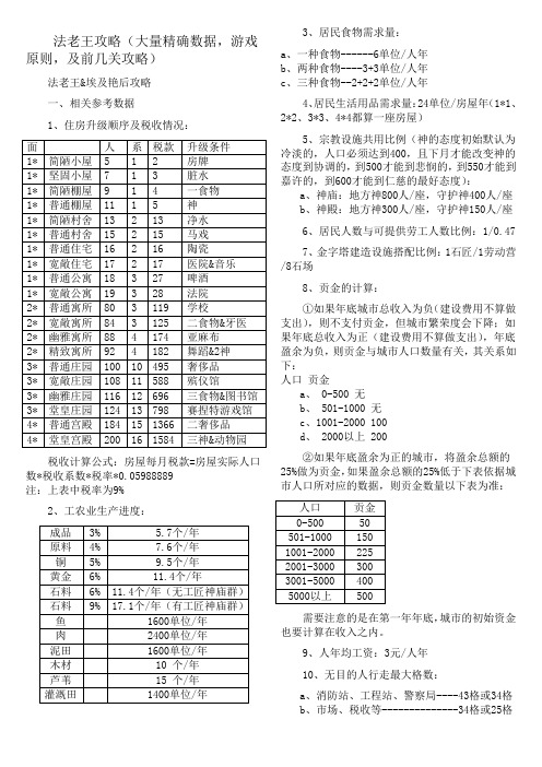 法老王攻略,内含大量精确数据,游戏原则,及前几关攻略 2