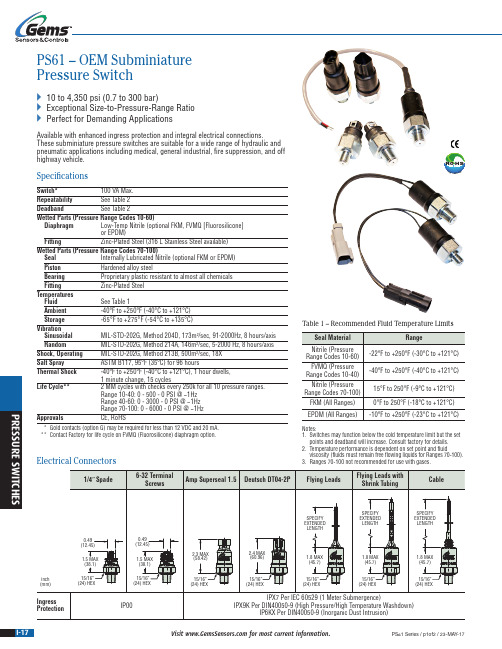 GEM SENSORS 产品目录说明书