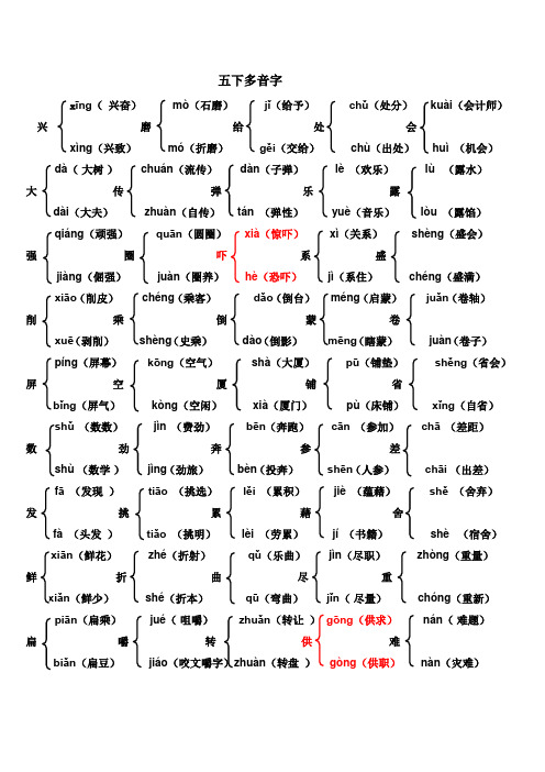 部编版五下多音字组词(答案)