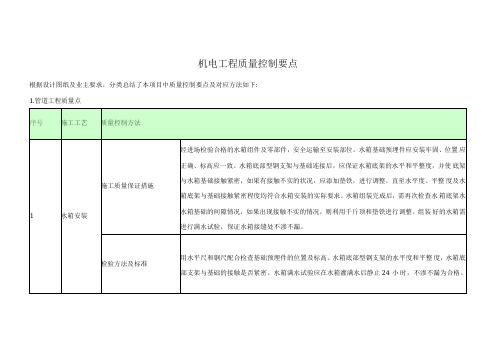 机电工程质量控制要点