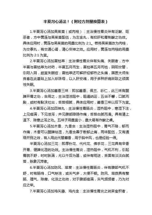 半夏泻心汤法！（附经方剂量换算表）