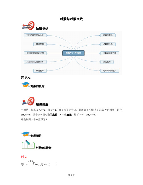 2020年高一上学期数学人教旧版必修一(全)：对数与对数函数-《讲义教师版》