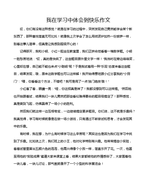 我在学习中体会到快乐作文