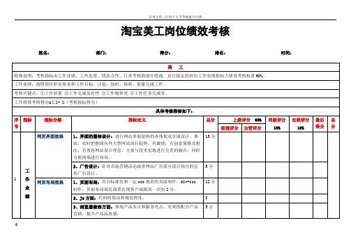 淘宝美工岗位绩效考核