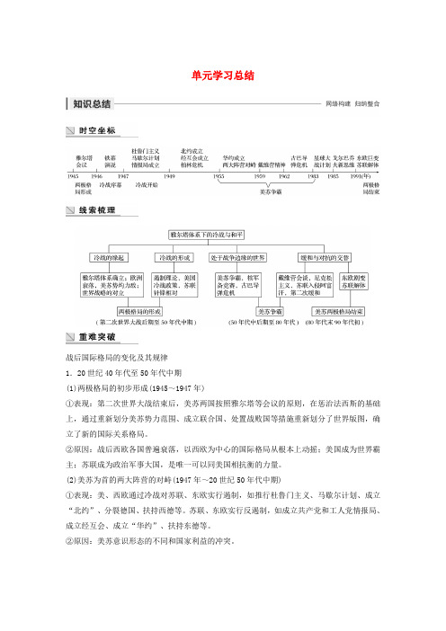 2019-2020学年高中历史 第四单元 雅尔塔体系下的冷战与和平单元学习总结讲义 新人教版选修3