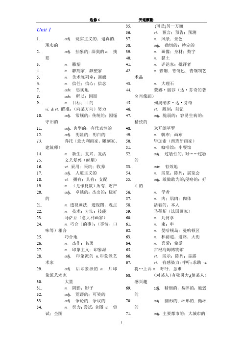 高中英语人教版词汇练习book6汉译英