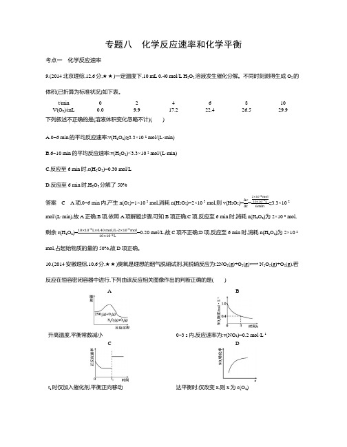 五年高考三年模拟2017届高三化学新课标一轮复习练习：专题八化学反应速率和化学平衡Word版含解析.docx