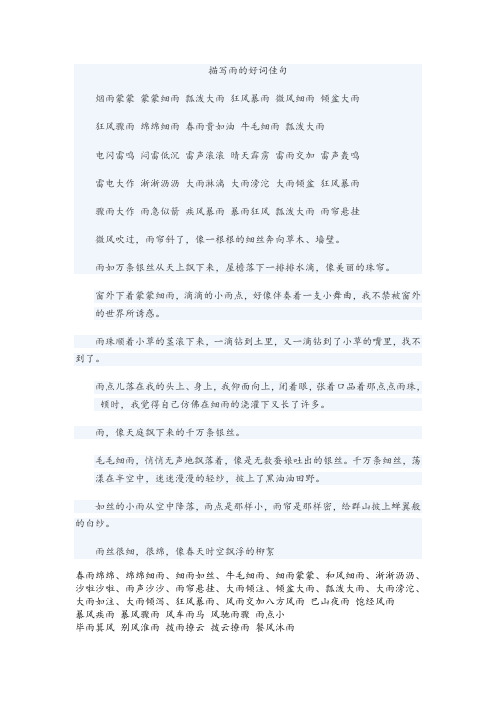 描写雨的好词佳句