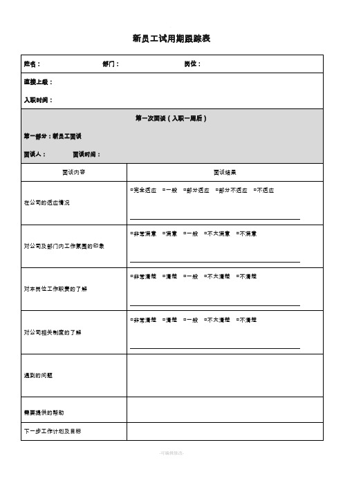 新员工试用期跟踪表