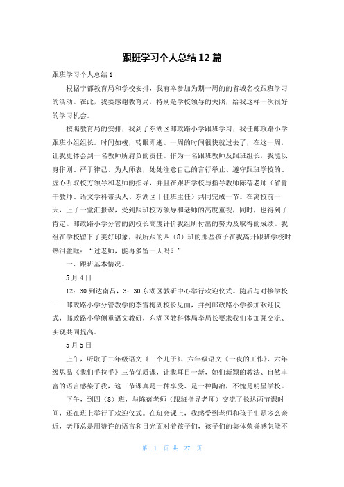 跟班学习个人总结12篇