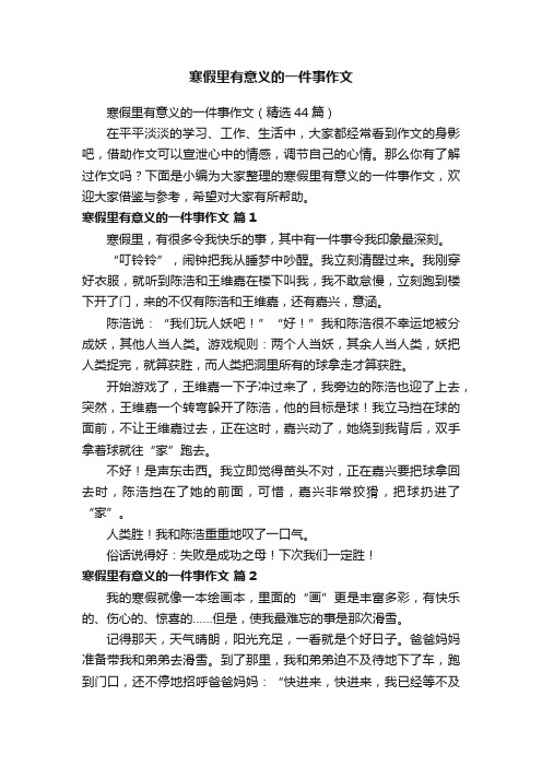 寒假里有意义的一件事作文（精选44篇）