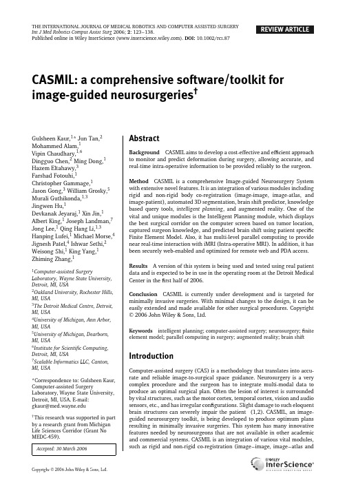 THE INTERNATIONAL JOURNAL OF MEDICAL ROBOTICS AND COMPUTER ASSISTED SURGERY Int J Med Robot