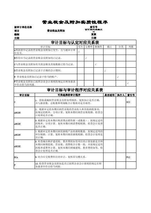 审计工作底稿-营业税金及附加-实质性程序