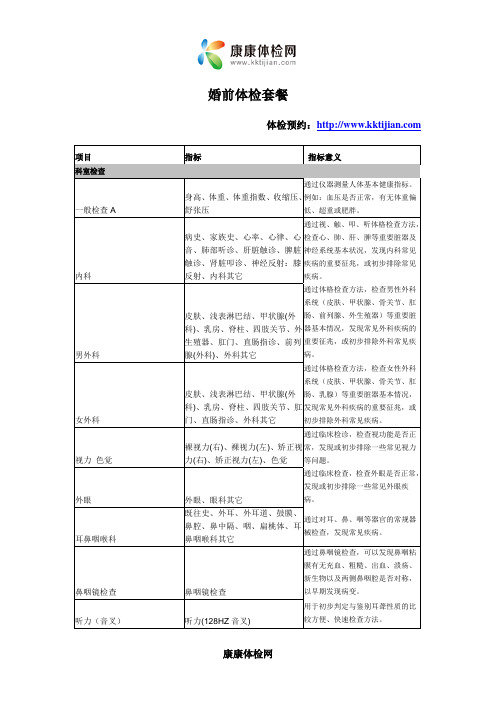 婚前体检套餐——康康体检网