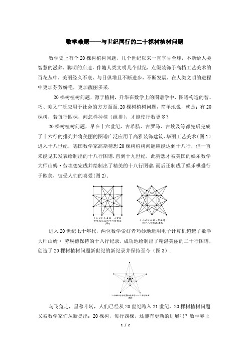 数学难题：与世纪同行的二十棵树植树问题