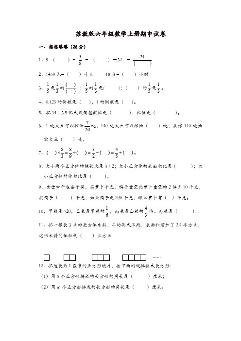 苏教版小学六年级上册数学期末复习检测试题 (4)[精品]