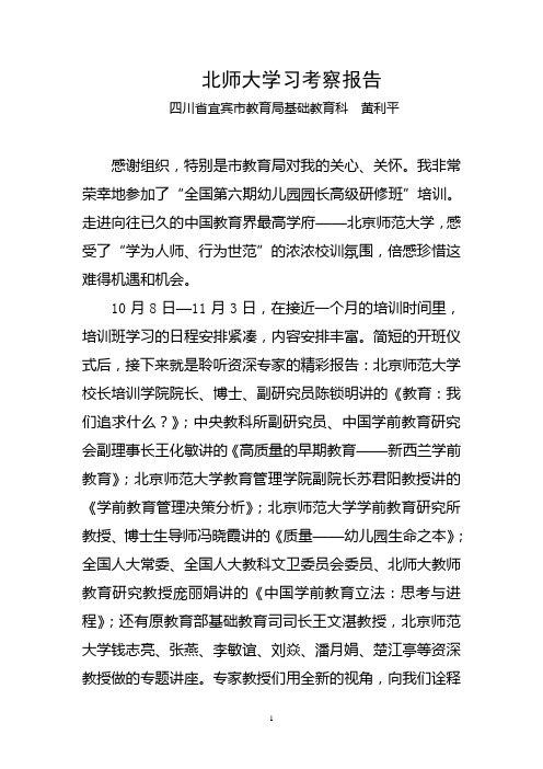 北师大学习考察报告