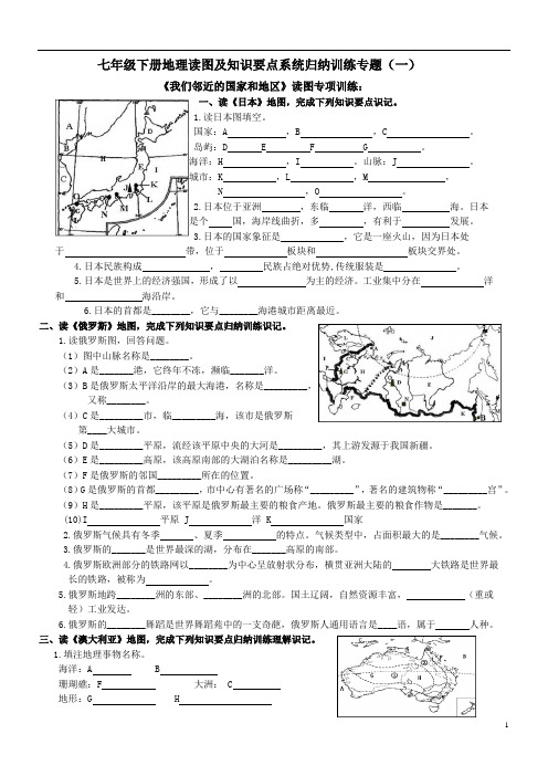 七年级地理下册读图及知识要点系统归纳强化训练专题 2