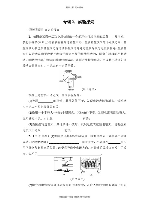 新沪粤版初中物理九年级下册专训2：实验探究