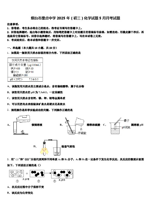 烟台市重点中学2025年(初三)化学试题5月月考试题含解析