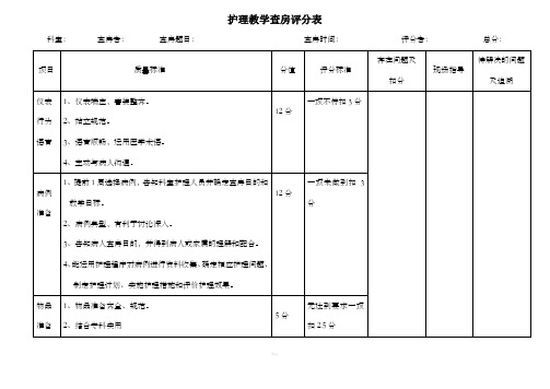 护理教学查房评分标准