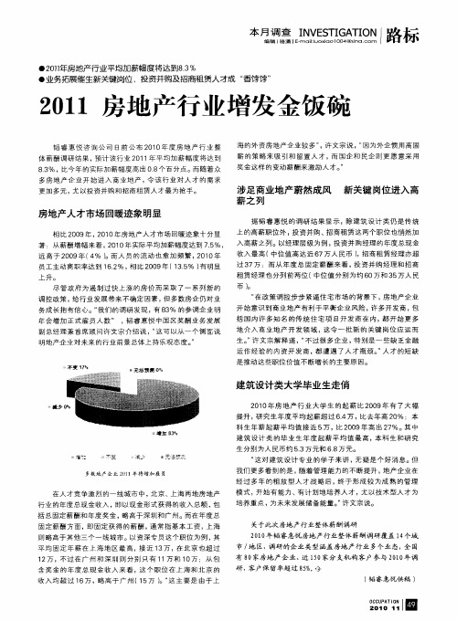 2011房地产行业增发金饭碗