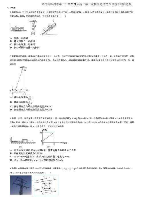 湖南省株洲市第二中学2021届高三第三次模拟考试物理试卷专项训练版