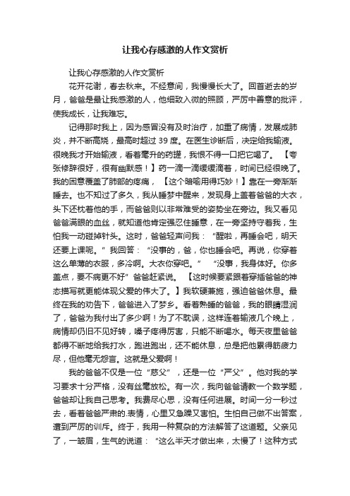 让我心存感激的人作文赏析