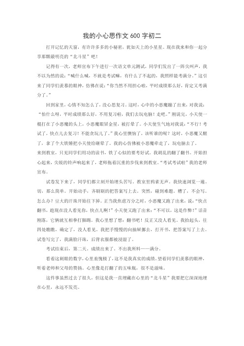 我的小心思作文600字初二