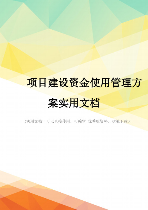 项目建设资金使用管理方案实用文档