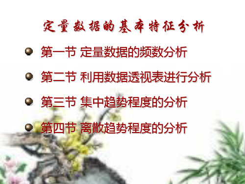 EXCEL统计分析与应用 定量数据的基本特征分析