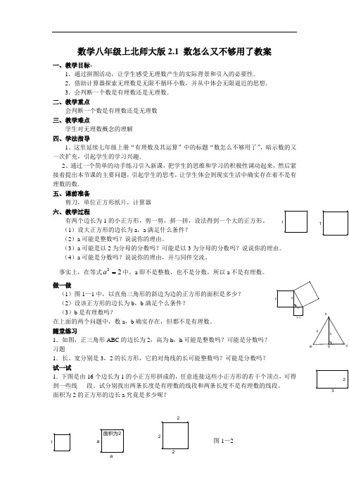 初二数学最新教案-数学八年级上北师大版2.1数怎么又不