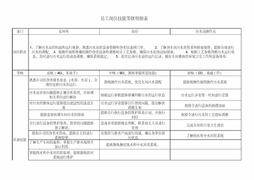 安环员工岗位技能等级明细表